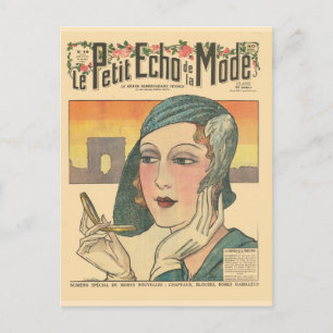 Vintage, retro französische Mode, Echo de Monde-Co Postkarte