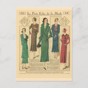 Vintage Retro-französische Mode, Tagesmode 1931 Postkarte