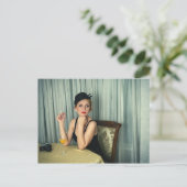 Vintage Retro-Frau Postkarte (Stehend Vorderseite)