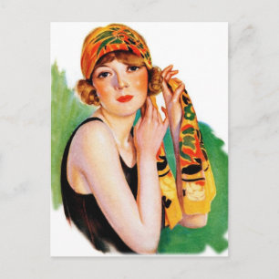 Vintage Retro Frauen 20er Jahre Deco Flapper Mädch Postkarte