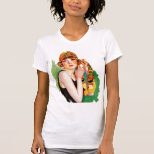 Vintage Retro Frauen 20er Jahre Deco Flapper Mädch T-Shirt
