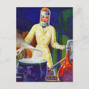 Vintage Retro Frauen 30er Jahre Pulp Lady Wissensc Postkarte