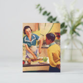 Vintage Retro Frauen 40er Donut Deception Mittages Postkarte (Stehend Vorderseite)