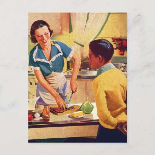 Vintage Retro Frauen 40er Donut Deception Mittages Postkarte (Vorderseite)