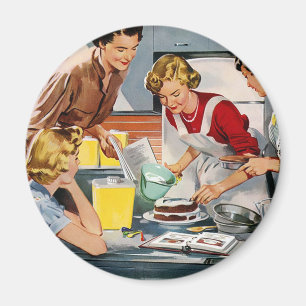 Vintage Retro Frauen-Anzeige ließ uns einen Kuche Magnet