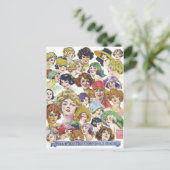 Vintage Retro-Frauen-Faces-Illustration Postkarte (Stehend Vorderseite)