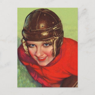 Vintage Retro Frauen Football Gridiron Mädchen Postkarte