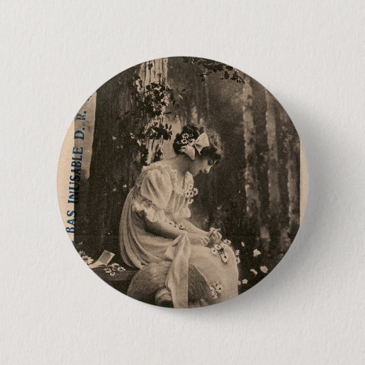 Vintage Retro Frauen-französische junge Frau Button (Vorderseite)