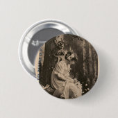 Vintage Retro Frauen-französische junge Frau Button (Vorne & Hinten)