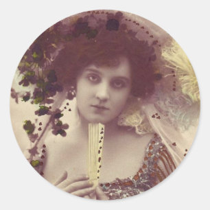 Vintage Retro Frauen-französische viktorianische Runder Aufkleber
