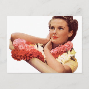 Vintage Retro Frauen Frau Hawaii Urlaub Postkarte