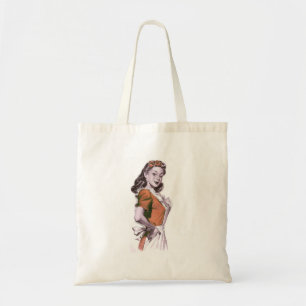 Vintage Retro Frauen Kitsch Glückliche Hausfrau Tragetasche