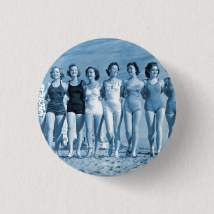 Vintage Retro Frauen Kitsch Surfen Strand Verrückt Button