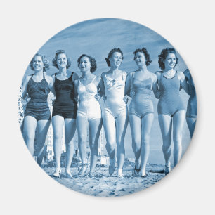 Vintage Retro Frauen Kitsch Surfen Strand Verrückt Magnet