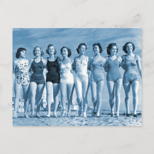Vintage Retro Frauen Kitsch Surfen Strand Verrückt Postkarte
