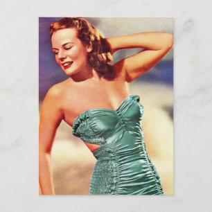 Vintage Retro Frauen Kitsch Vierziger Jahre Badean Postkarte
