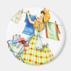 Vintage Retro Frauen Kitsch Waschtag Magnet