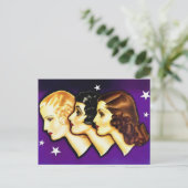 Vintage Retro Frauen Kunst, Dichtung und Musik Postkarte (Stehend Vorderseite)