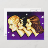 Vintage Retro Frauen Kunst, Dichtung und Musik Postkarte (Vorne/Hinten)