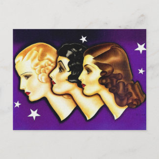Vintage Retro Frauen Kunst, Dichtung und Musik Postkarte