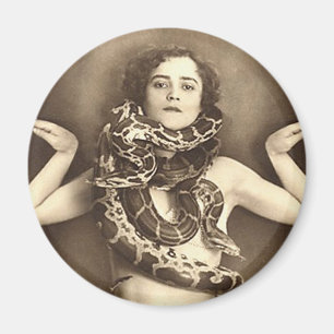 Vintage Retro Frauen Schlangenbeschwörerin Magnet
