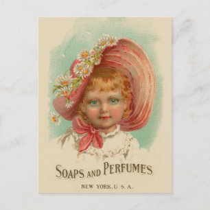 Vintage Retro Frauen Seifen & Parfums Mädchen Postkarte