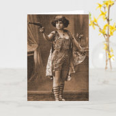 Vintage Retro Frauen Sideshow Elly De Sarto Karte (Gelbe Blume)