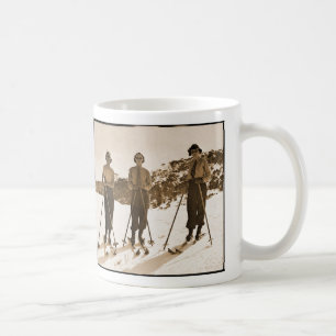Vintage Retro Frauen-Ski fahrender 'Ski gammelt Kaffeetasse