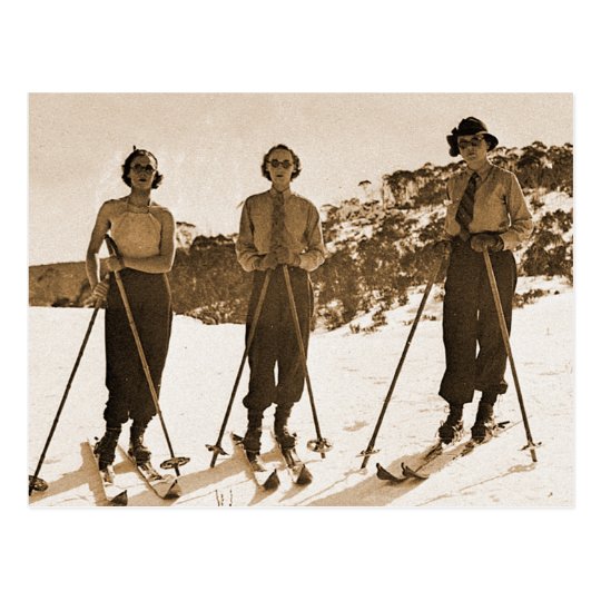 Vintage Retro Frauen Ski Fahrender Ski Gammelt Postkarte Zazzle De