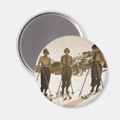 Vintage Retro-Frauen Skifahren "Ski Bums 1942" Magnet (Vorderseite/Rückseite)