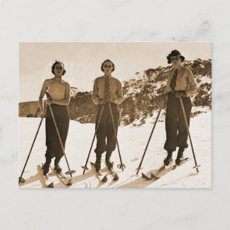 Vintage Retro-Frauen Skifahren "Ski Bums 1942" Postkarte