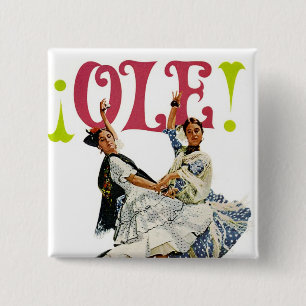 Vintage Retro Frauen Spanische Flamenco-Tänzer Ole Button