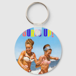 Vintage Retro Frauen surft herauf Strand-Mädchen Schlüsselanhänger