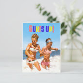 Vintage Retro-Frauen überzeugen Strandmädchen Postkarte (Stehend Vorderseite)