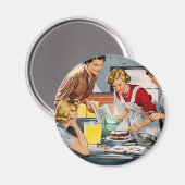 Vintage Retro-Frauen und backen einen Kuchen Magnet (Vorderseite/Rückseite)