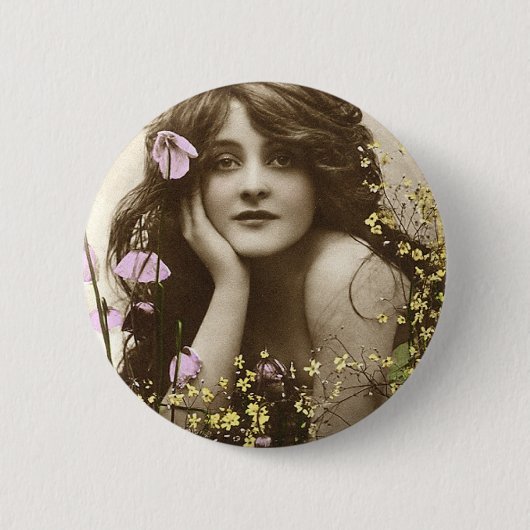 Vintage Retro Frauen-viktorianisches Button (Vorderseite)