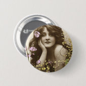 Vintage Retro Frauen-viktorianisches Button (Vorne & Hinten)