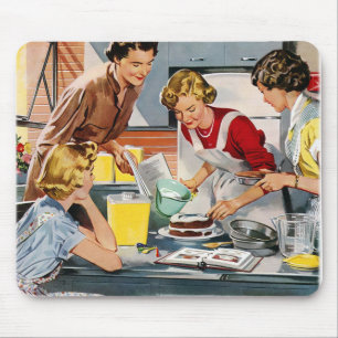 Vintage Retro Frauen Werbung Lass uns einen Kuchen Mousepad