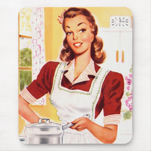 Vintage Retro Frauenkitsch-50er Küchen-Magie Mousepad (Vorne)