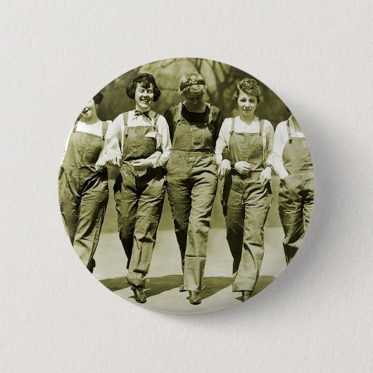 Vintage Retro Frauenkitsch-Jeans-Gesamt-Mädchen Button (Vorderseite)