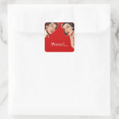 Vintage Retro-Frauenklatsche Quadratischer Aufkleber (Tasche)