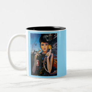 Vintage Retro-Frauenporträt auf Leinwand Zweifarbige Tasse