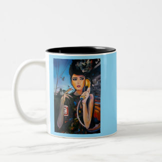 Vintage Retro-Frauenporträt auf Leinwand Zweifarbige Tasse