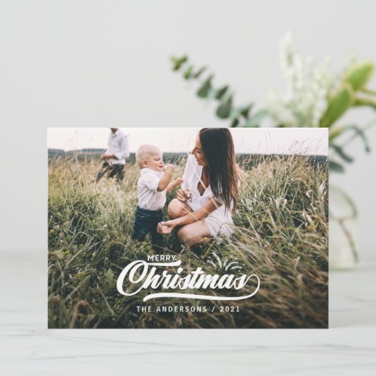 Vintage retro frohe Weihnachten (Stehend Vorderseite)