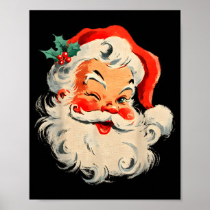 Vintage Retro Frohe Weihnachten Cooler Santa Claus Poster