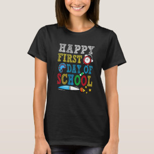 Vintage Retro Frohen Ersten Schultag Lehrer K T-Shirt
