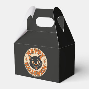 Vintage Retro Frohes Halloween Schwarze Katze Geschenkschachtel
