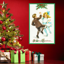 Vintage Retro Fröhliche Weihnachten Süßes Kind Grü