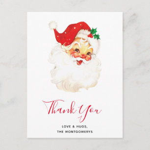 Vintage Retro Fröhlicher Alter Weihnachtsmann Dank Postkarte