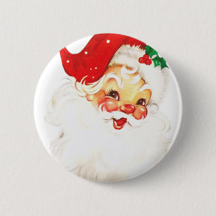 Vintage Retro fröhlicher alter Weihnachtsmann Weih Button